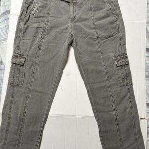 Sundance Embroidered Cargo Pants Women Size 6 Boho Utility Gray Festival Artisan